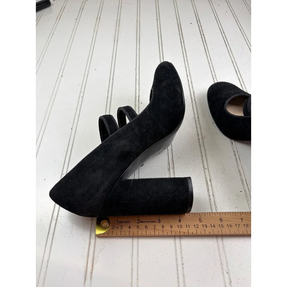 Nine West Vintage Y2K Black Suede Double Strap Mary Jane Heels Women's Size 8.5